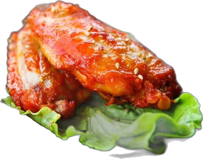 Fire wings on lettuce